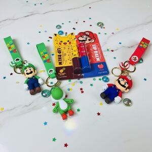 Super Mario Keychain Set with Lip Balm